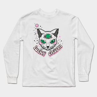 Lucky Charm White Cat Long Sleeve T-Shirt